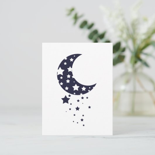Dunkelblauer Mond und Sterne Silhouette magischer  Postkarte (Stehend Vorderseite)