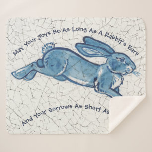 Dunkelblauer Rabbit Delft Dedham Neujahr Sherpadecke