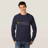 Dunkelblauer Rechteck-Logo-lang Sleeved T - Shirt (Vorne ganz)