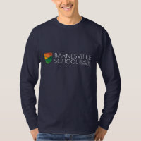 Dunkelblauer Rechteck-Logo-lang Sleeved T - Shirt
