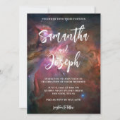 Dunkelblauer Rosa Orion Nebula Planetarium Hochzei Einladung (Vorderseite)