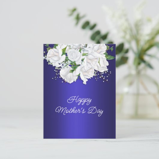 Dunkelblauer Rose Postkarte (Stehend Vorderseite)