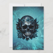 Dunkelblauer Schädel mit Rose Einladung (Rückseite)