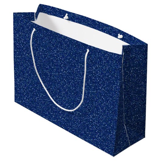 Dunkelblauer Schein-Glitzer-große Geschenk-Tasche Große Geschenktüte (Rückseite Schrägansicht)