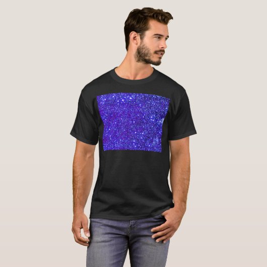 Dunkelblauer Schein-Glitzer-Nachthimmel Starfield T-Shirt (Vorne ganz)