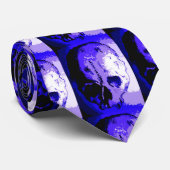 Dunkelblauer Skull Handgezeichnete Kunst Krawatte (Gerollt)