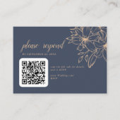 Dunkelblauer Soft Wedding QR Code Begleitkarte (Vorderseite)