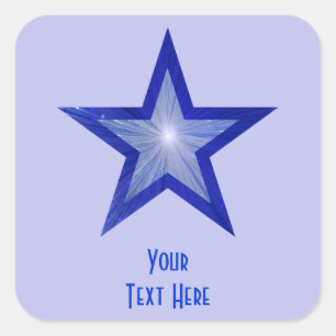 Dunkelblauer Star "Dein Text" hellblau Quadratischer Aufkleber