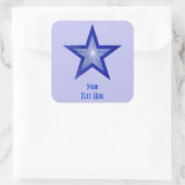 Dunkelblauer Star "Dein Text" hellblau Quadratischer Aufkleber (Tasche)