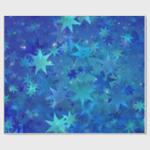 Dunkelblauer Star Weihnachten Geschenkpapier (Flach)