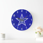 Dunkelblauer Star "Zahlen" rund um die Uhr (Zuhause)
