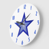 Dunkelblauer Star "Zahlen" Uhr rund weiß (Winkel)
