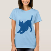 Dunkelblauer Stretching Cat Silhouette T-Shirt (Vorderseite)
