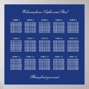 Dunkelblauer Tisch-Wedding-Seating-Chart-Poster 15 Poster
