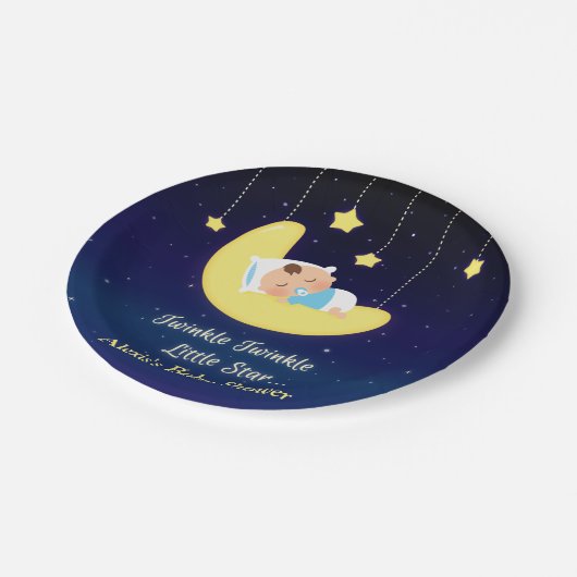 Dunkelblauer Twinkle wenig Pappteller (Schrägansicht)