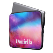 Dunkelblauer und rosa Holografischer Himmel mit In Laptopschutzhülle (Vorderseite Links)