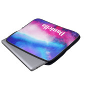 Dunkelblauer und rosa Holografischer Himmel mit In Laptopschutzhülle (Vorne Knopf)