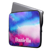 Dunkelblauer und rosa Holografischer Himmel mit In Laptopschutzhülle (Vorderseite Links)