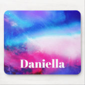 Dunkelblauer und rosa Holografischer Himmel mit In Mousepad (Vorne)