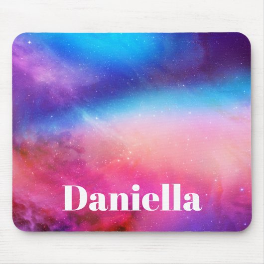 Dunkelblauer und rosa Holografischer Himmel mit In Mousepad (Vorne)
