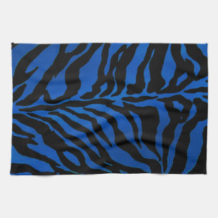 Dunkelblauer und schwarzer Zebra-gestreiftes Handtuch