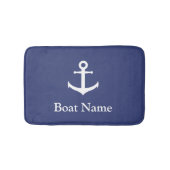 Dunkelblauer und weißer Anker mit Schiffsname Badematte (Vorderseite)
