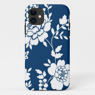 Dunkelblauer und weißer Blumenentwurf iPhone 5 Case-Mate iPhone Hülle