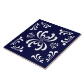 Dunkelblauer und weißer Nouveau blühen Fliese (Seite)