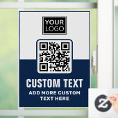 Dunkelblauer und weißer QR-Code, Logo und benutzer Fensteraufkleber (Zuhause)