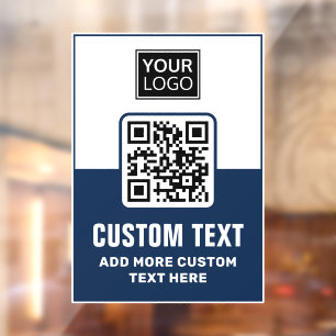 Dunkelblauer und weißer QR-Code, Logo und benutzer Fensteraufkleber
