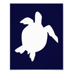 Dunkelblauer und weißer vertikaler Wasserschildkrö Fotodruck