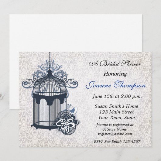 Dunkelblauer Vogelkäfig, Damaskus Einladung (Vorne/Hinten)