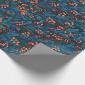 Dunkelblauer Weihnachtsgarten Geschenkpapier (Ecke)