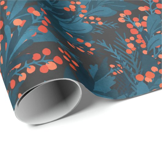 Dunkelblauer Weihnachtsgarten Geschenkpapier (Rolleneckpunkt)