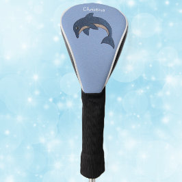 Dunkelblauer Weißer Ozean Jumping Dolphin Swirl Au Golf Headcover