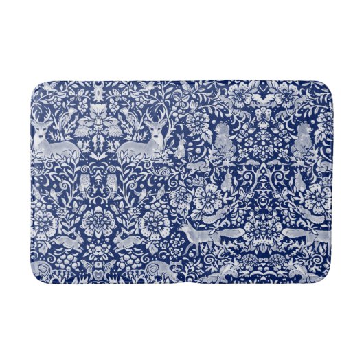 Dunkelblauer Weißwald Tierart Kunst Badematte (Vorderseite)