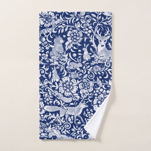 Dunkelblauer Weißwald Tierart Kunst Badhandtuch Set (Handtuch)