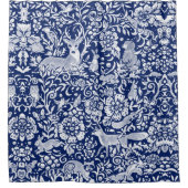 Dunkelblauer Weißwald Tierart Kunst Duschvorhang (Vorderseite)