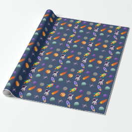 Dunkelblauer Weltraum-Geburtstag Geschenkpapier