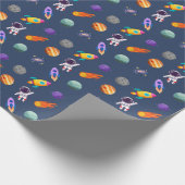 Dunkelblauer Weltraum-Geburtstag Geschenkpapier (Ecke)