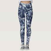 Dunkelblaues Abstraktes Muster Leggings (Vorderseite)