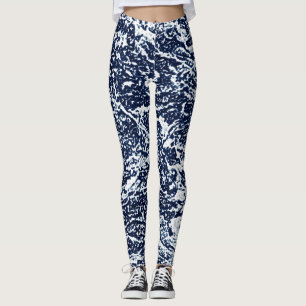 Dunkelblaues Abstraktes Muster Leggings