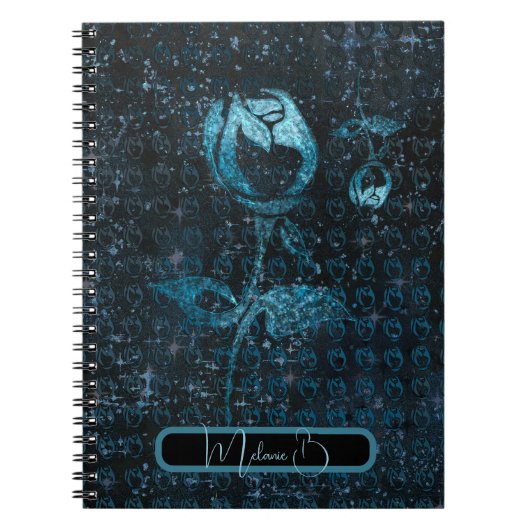 Dunkelblaues abstraktes Muster mit Rose Notizblock (Vorderseite)