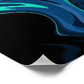 Dunkelblaues Abstraktes Swirbelmuster Poster (Ecke)