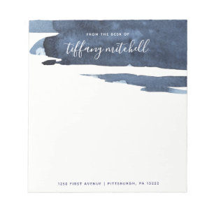 Dunkelblaues Aquarell des Saphir-Spritzen-  Notizblock