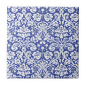 Dunkelblaues Damastmuster Fliese (Vorderseite)