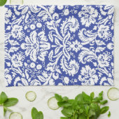 Dunkelblaues Damastmuster Handtuch (Gefaltet)