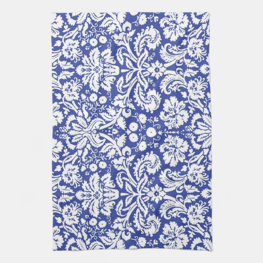 Dunkelblaues Damastmuster Handtuch (Vertikal)