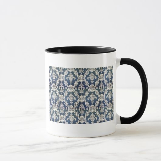 dunkelblaues Damastmuster Tasse (Rechts)