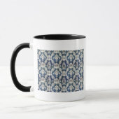 dunkelblaues Damastmuster Tasse (Links)